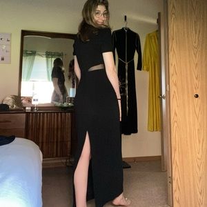 Classy Vintage Night Ways Black Cut Out Dress